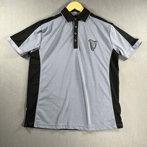 Guinness Men's Black And Grey Panelled Performance Golf Shirt Medium